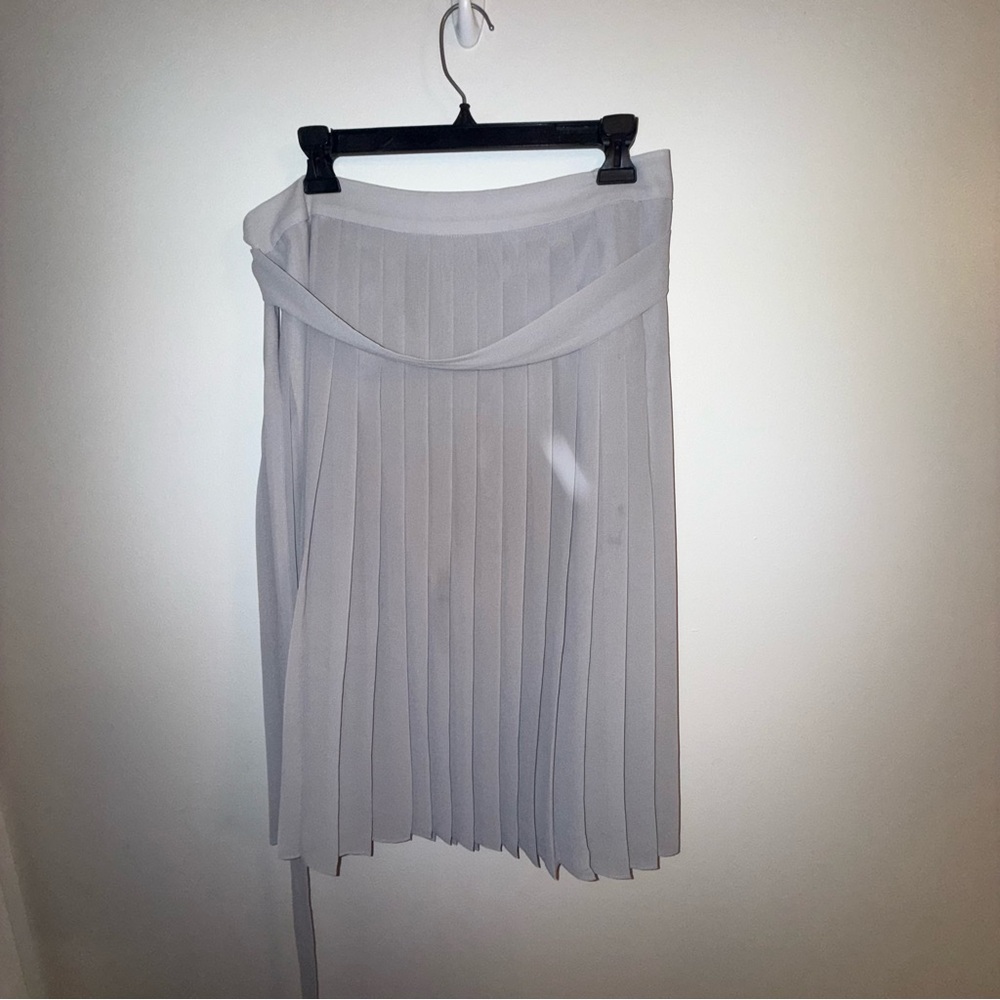 Ann Taylor White Pleated Midi Skirt for Work